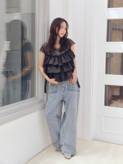 piping bulky frill blouse
