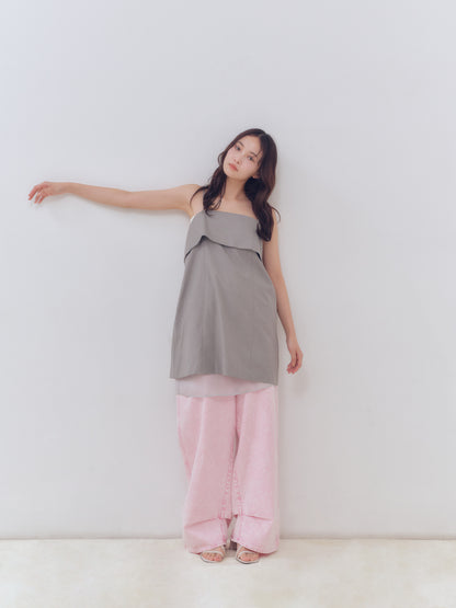 back slit curve denim pants