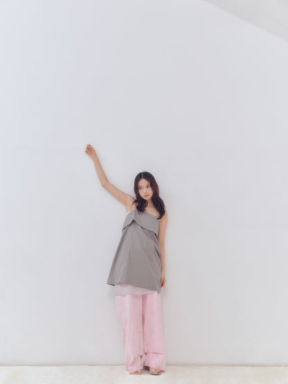 back slit curve denim pants