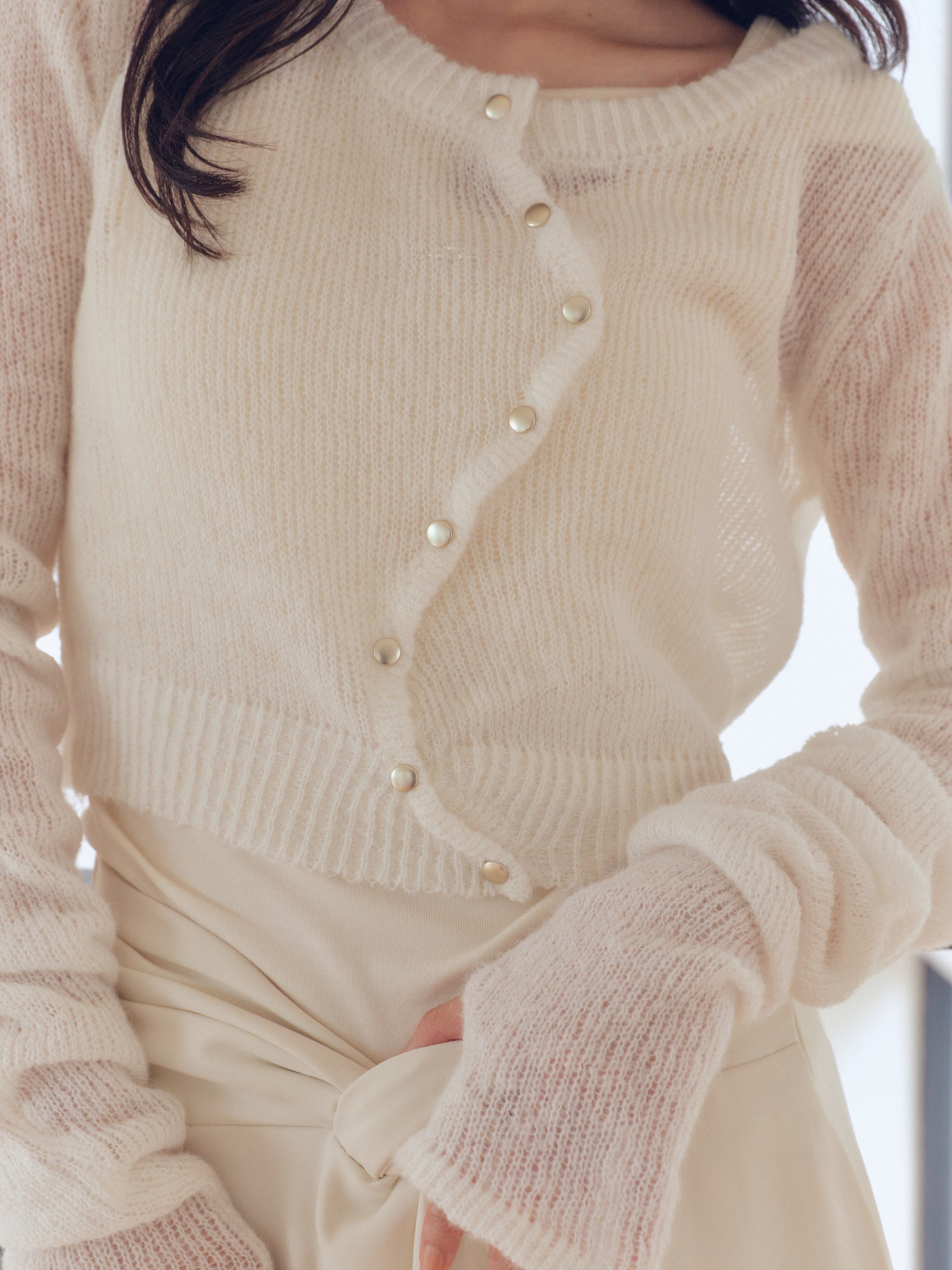 wave design sheer knit