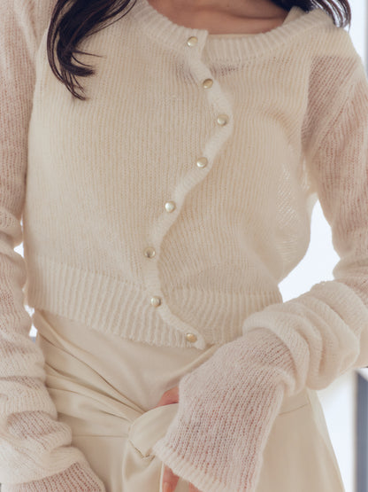 wave design sheer knit