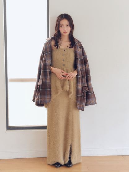 i line shaggy knit skirt