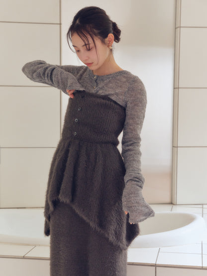 peplum shaggy knit bustier