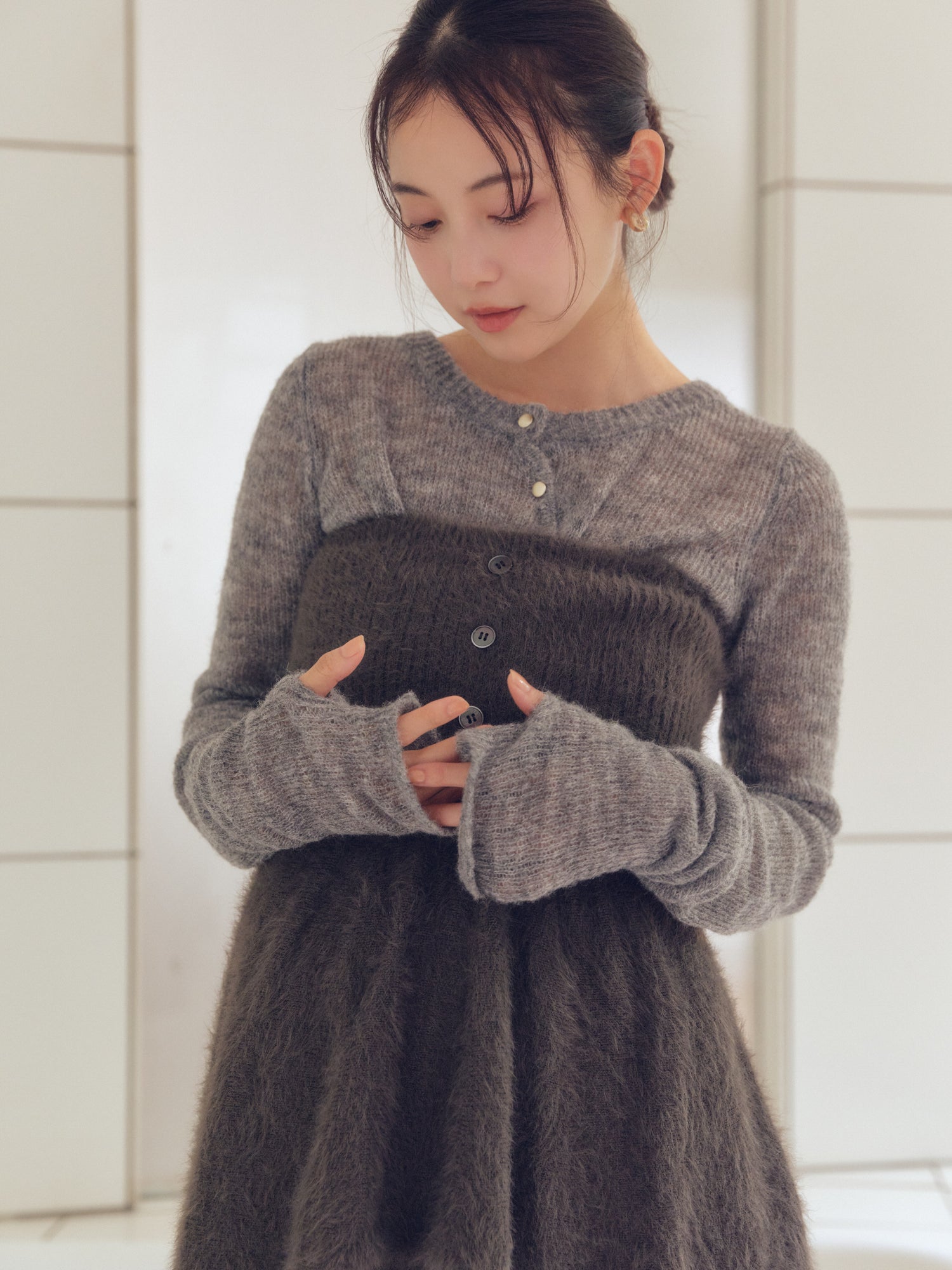 peplum shaggy knit bustier