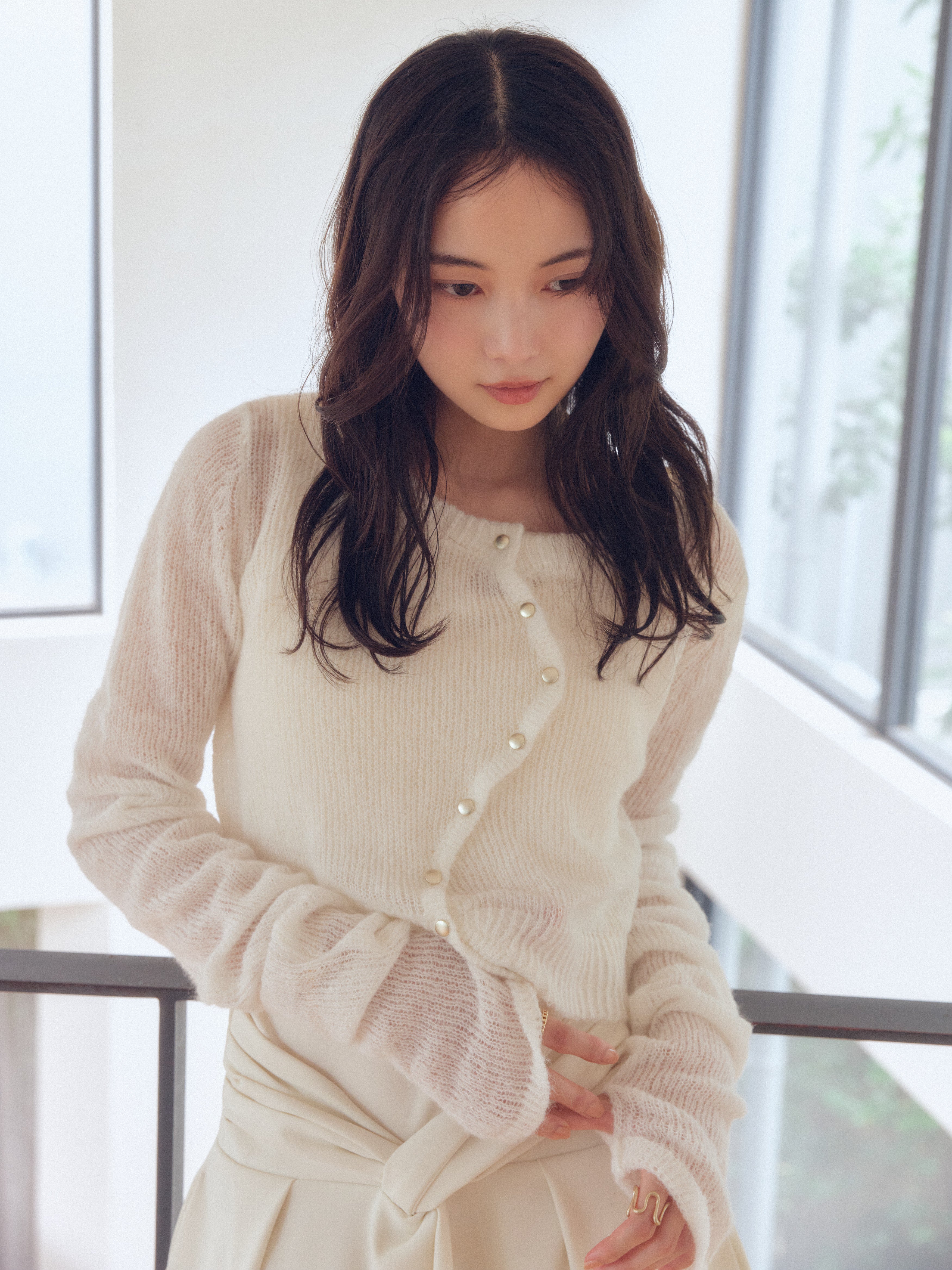 トップス andequal wave design sheer knit white wave design sheer knit – andequal