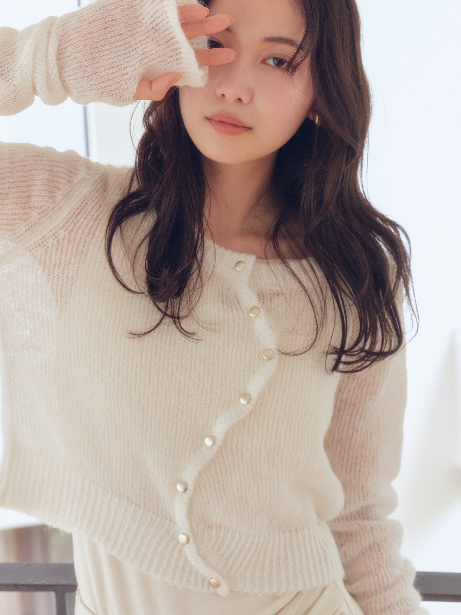 wave design sheer knit