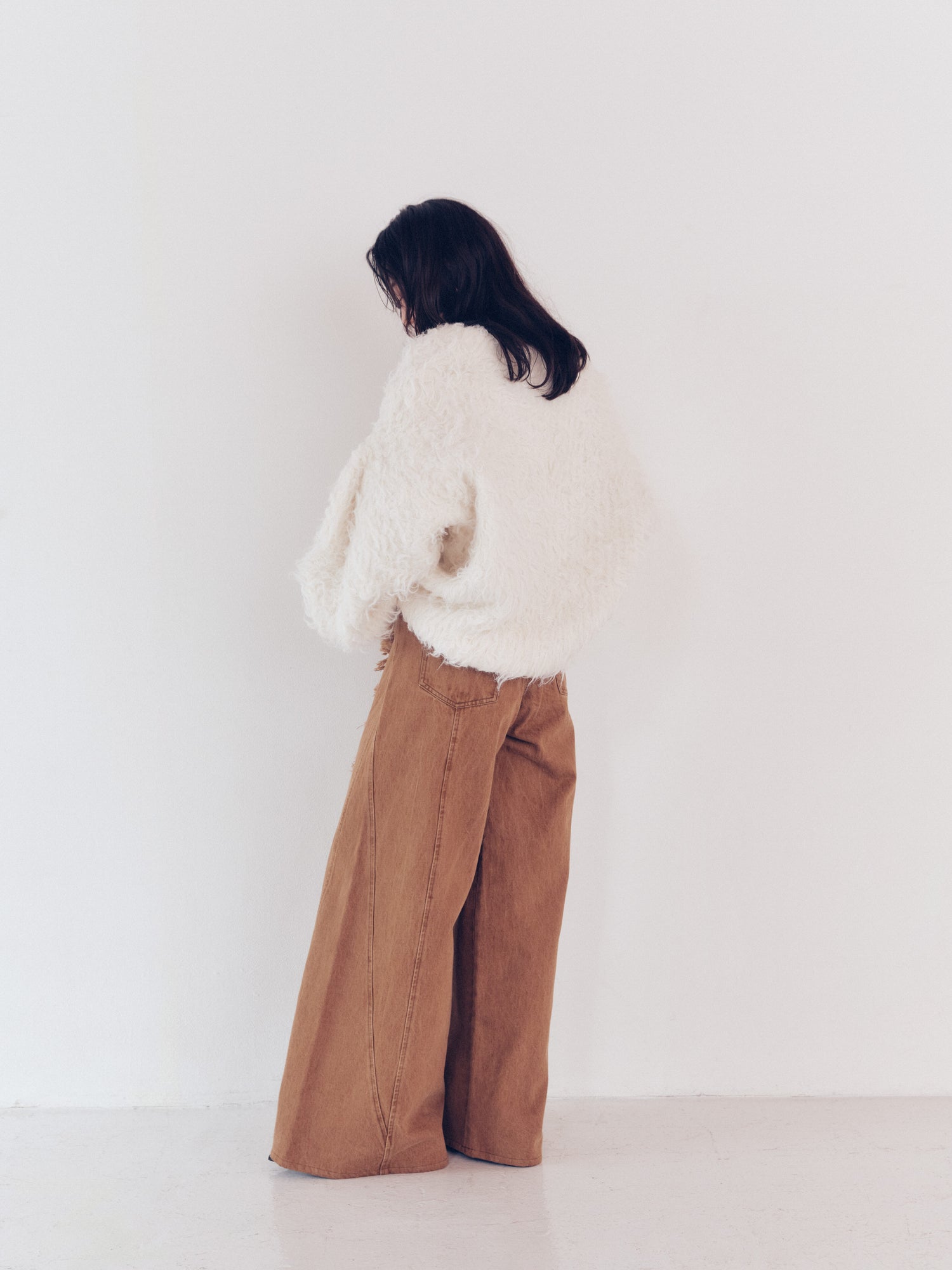 wide fringe denim pants