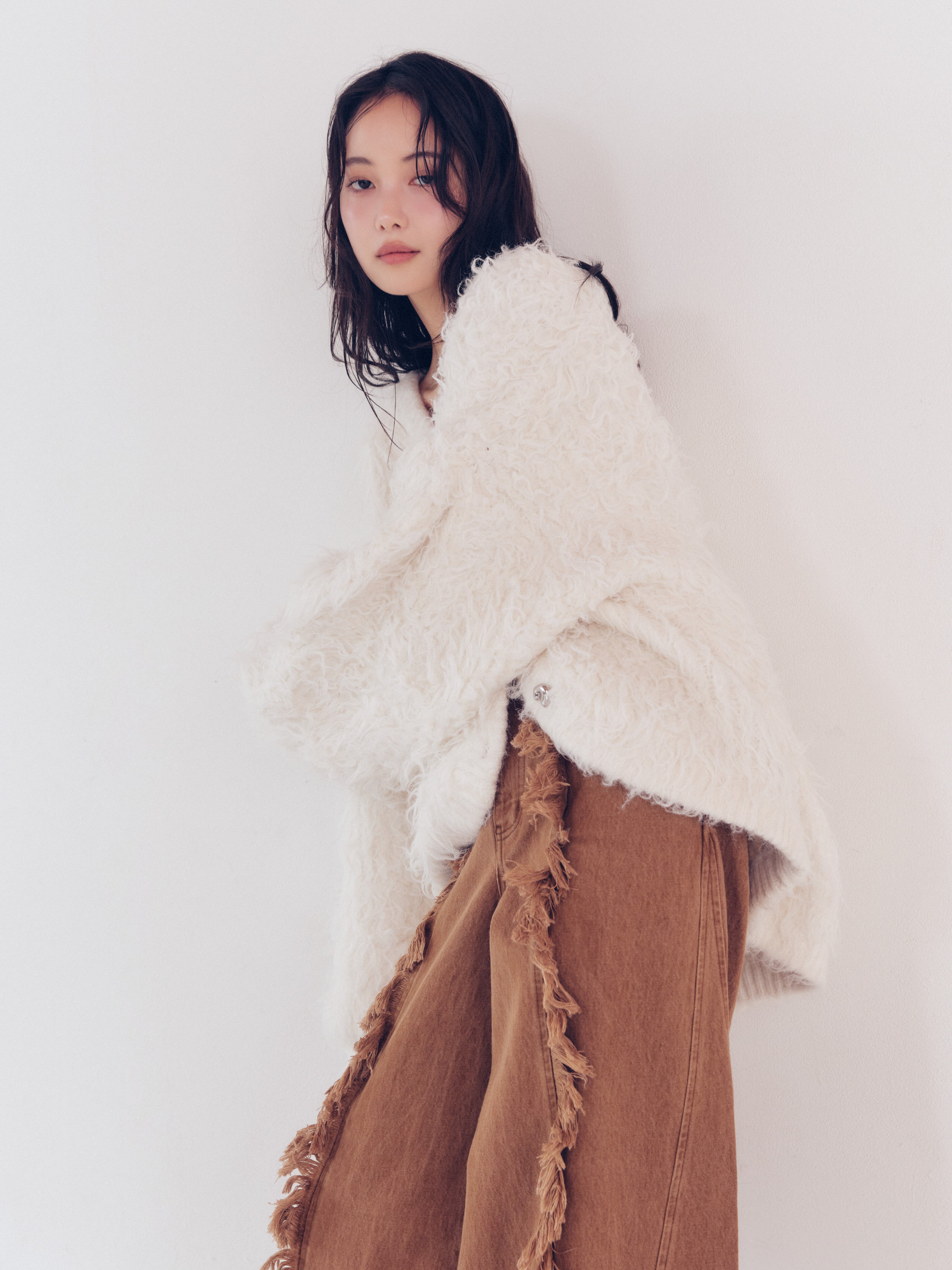 wide fringe denim pants
