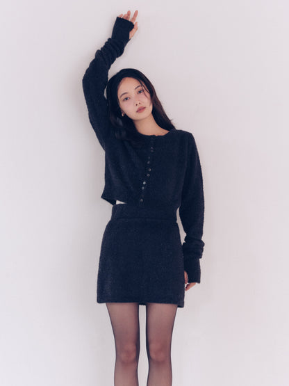 glitter mini skirt