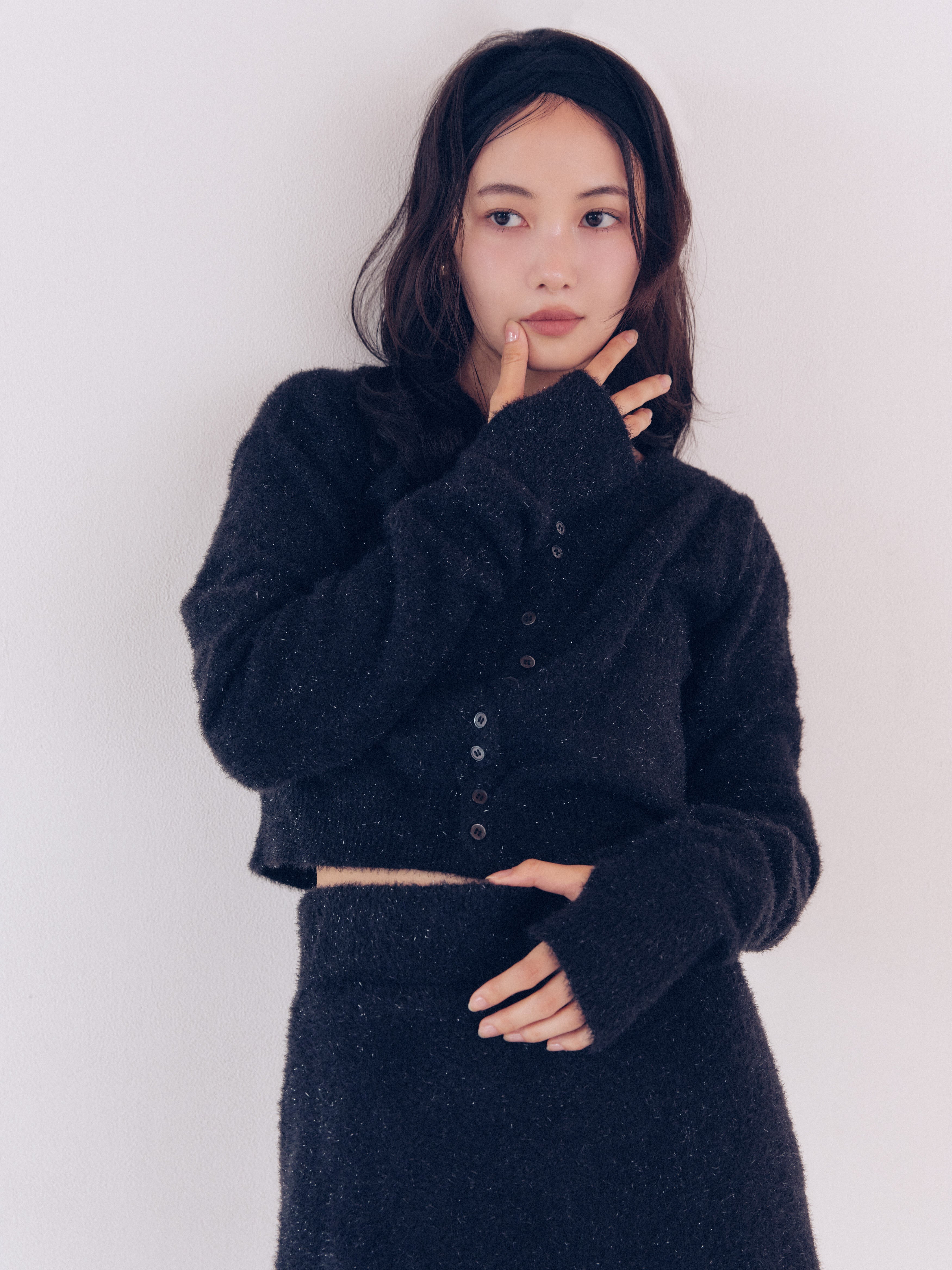 glitter long sleeve cardigan – andequal