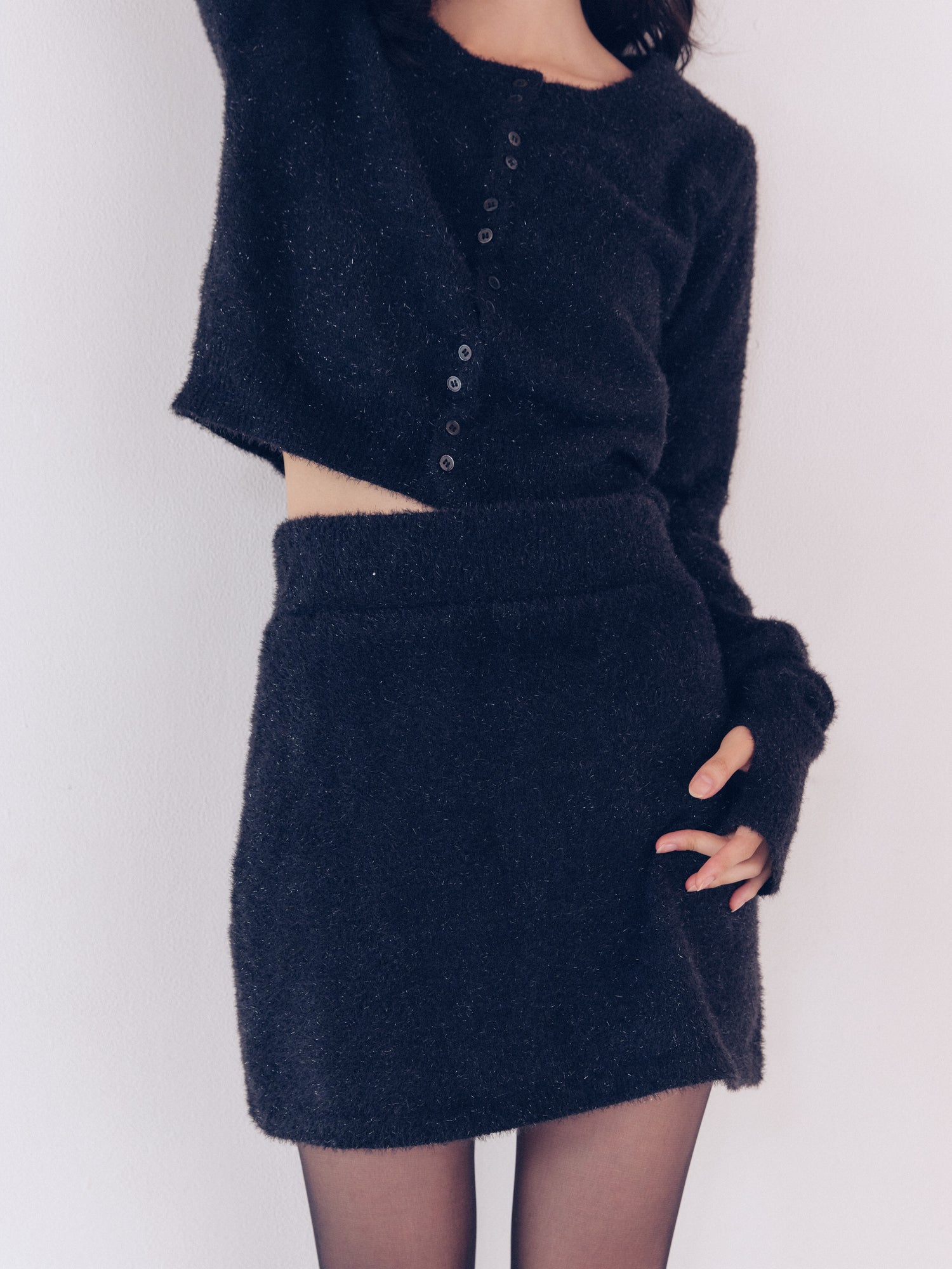 glitter mini skirt