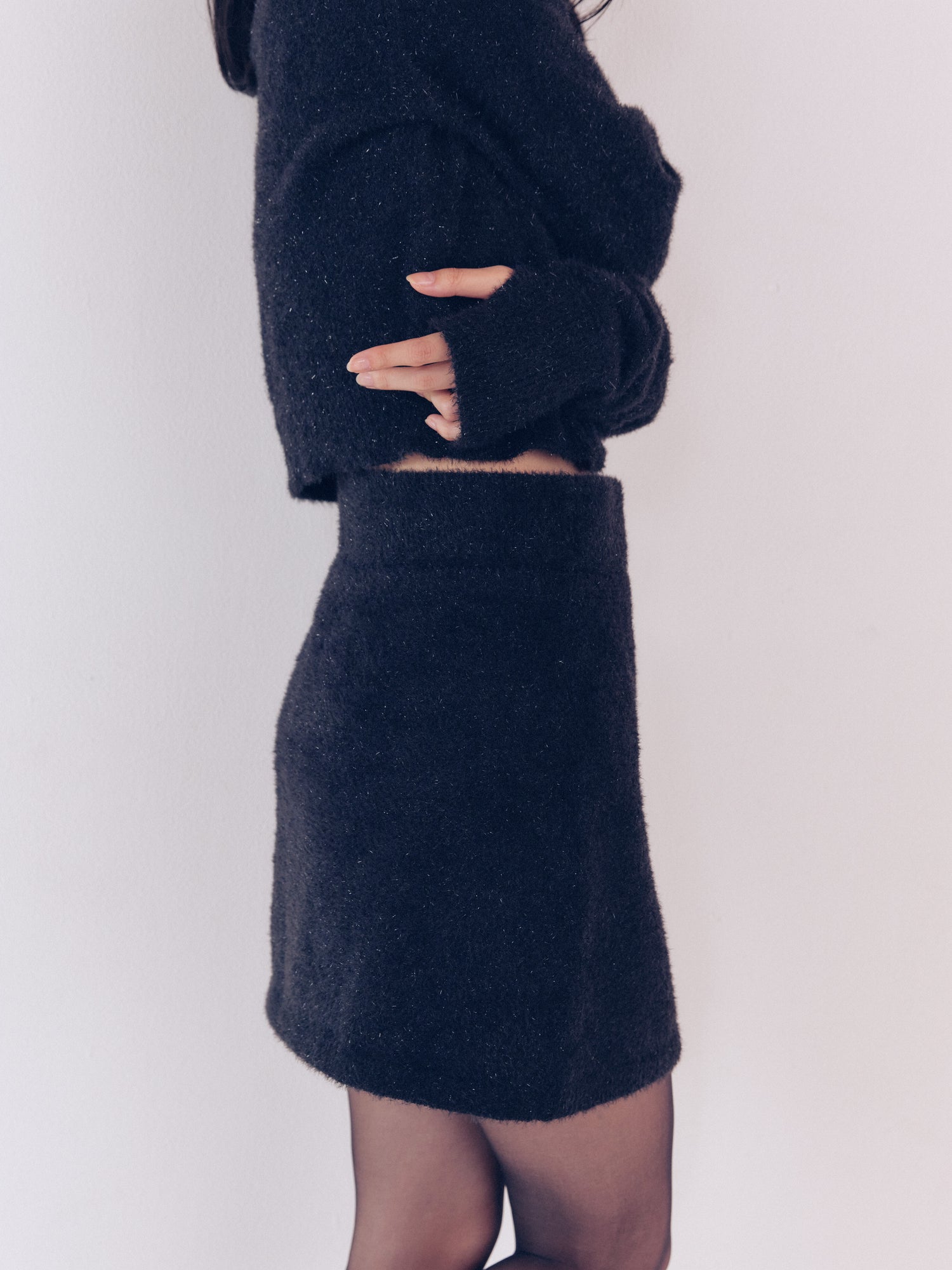 glitter mini skirt