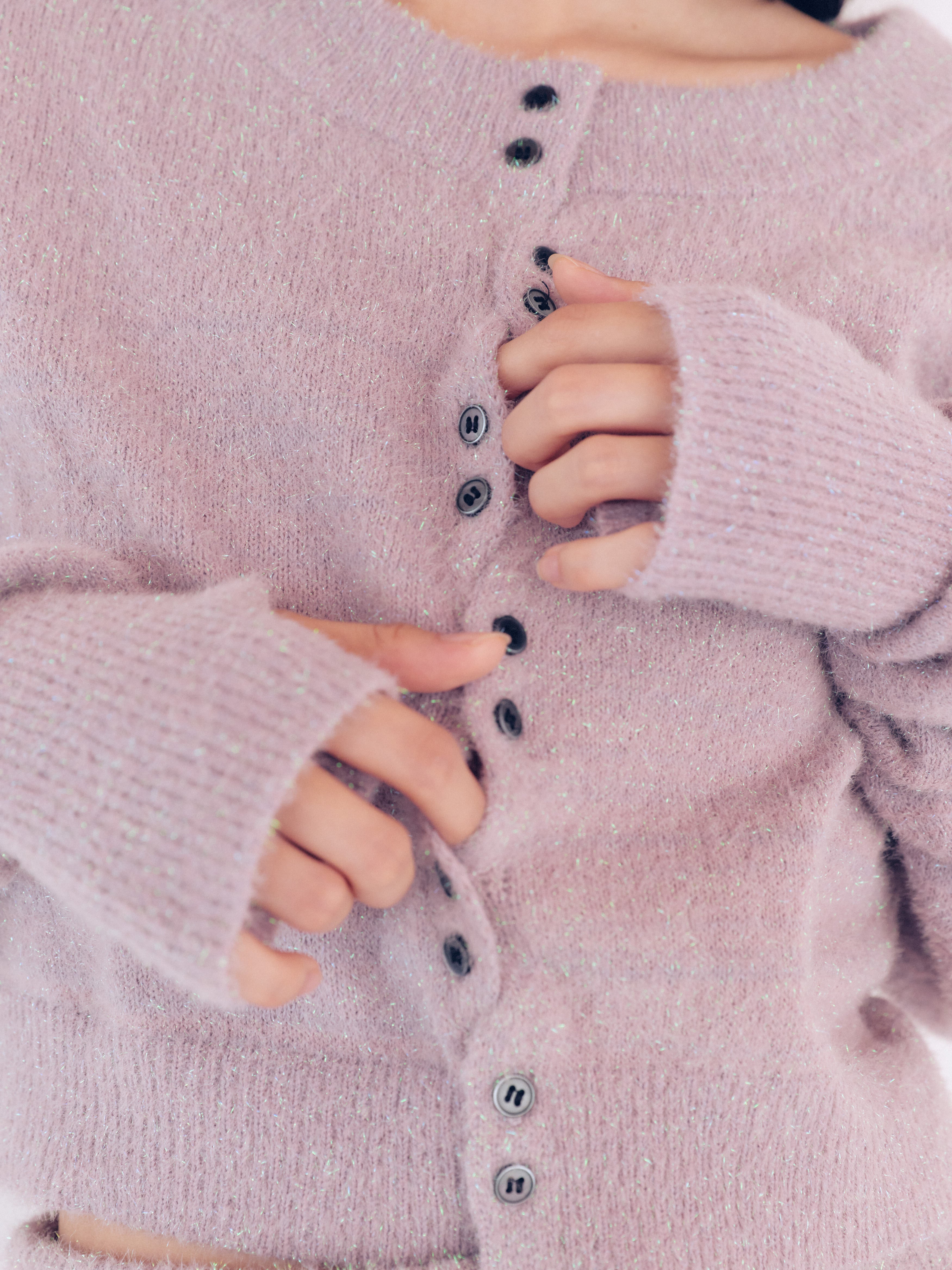 glitter long sleeve cardigan – andequal