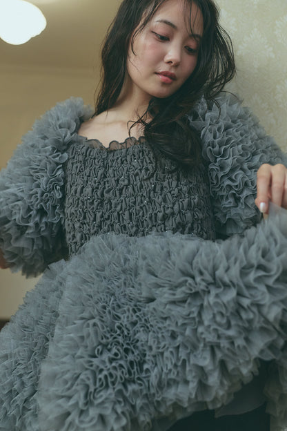 soft sparkle tulle blouse