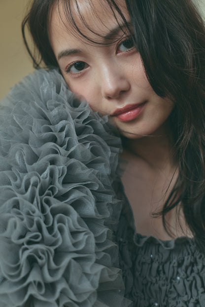 soft sparkle tulle blouse