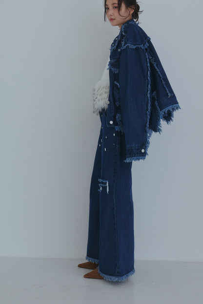 bijou fringe flare denim