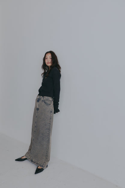 embroidered denim skirt