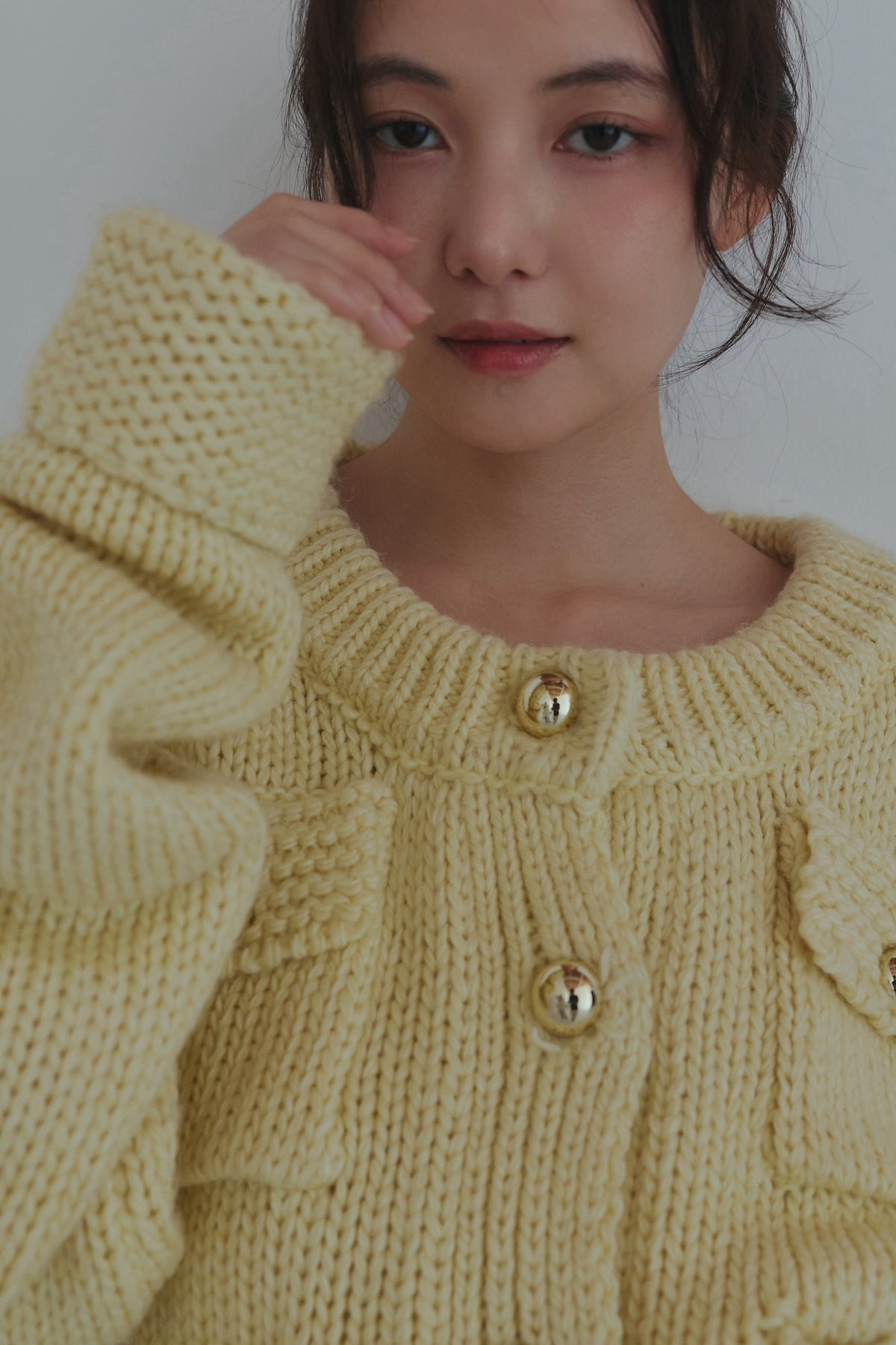gold button pocket knit