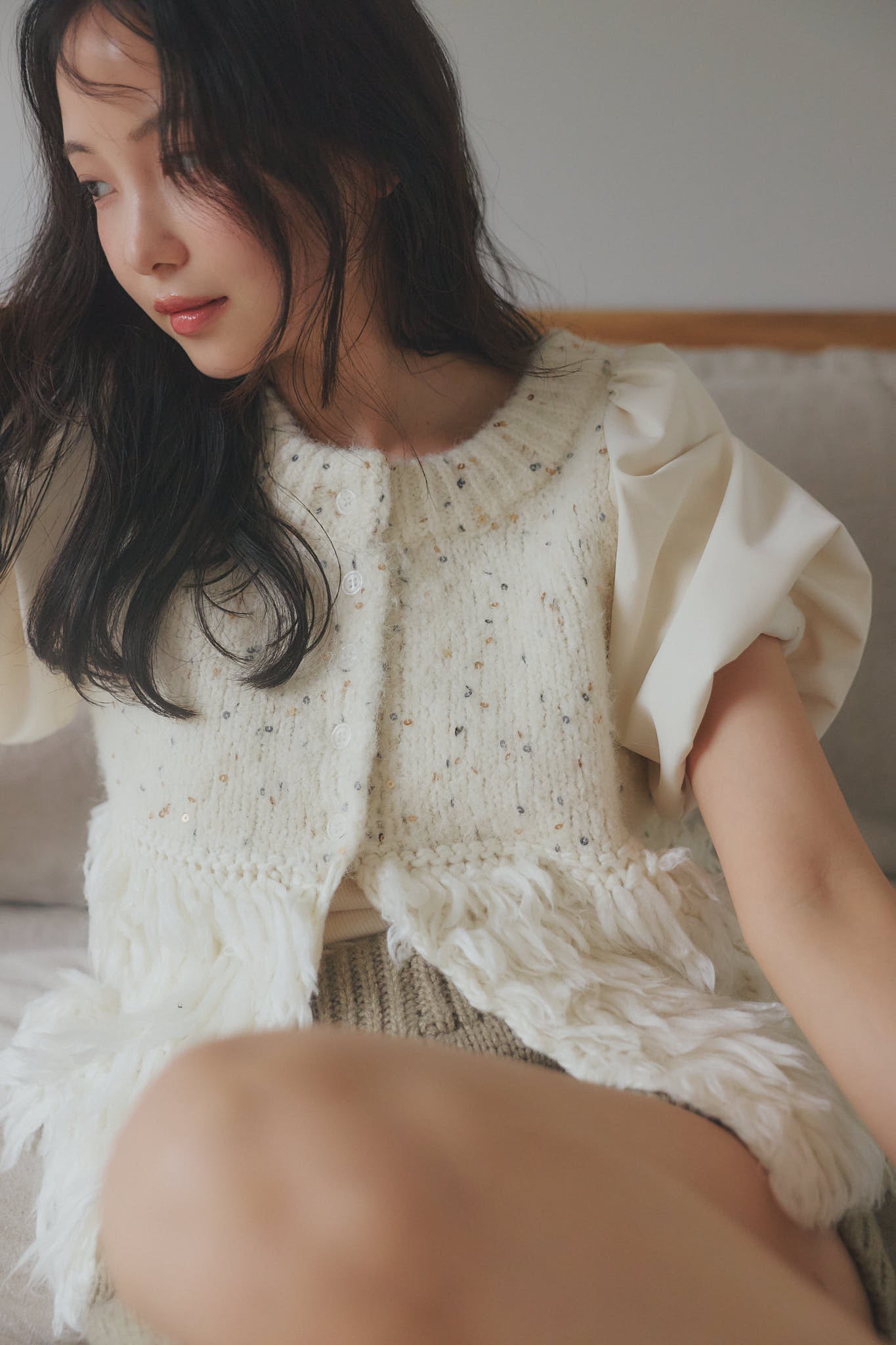 fringe design glitter summer knit