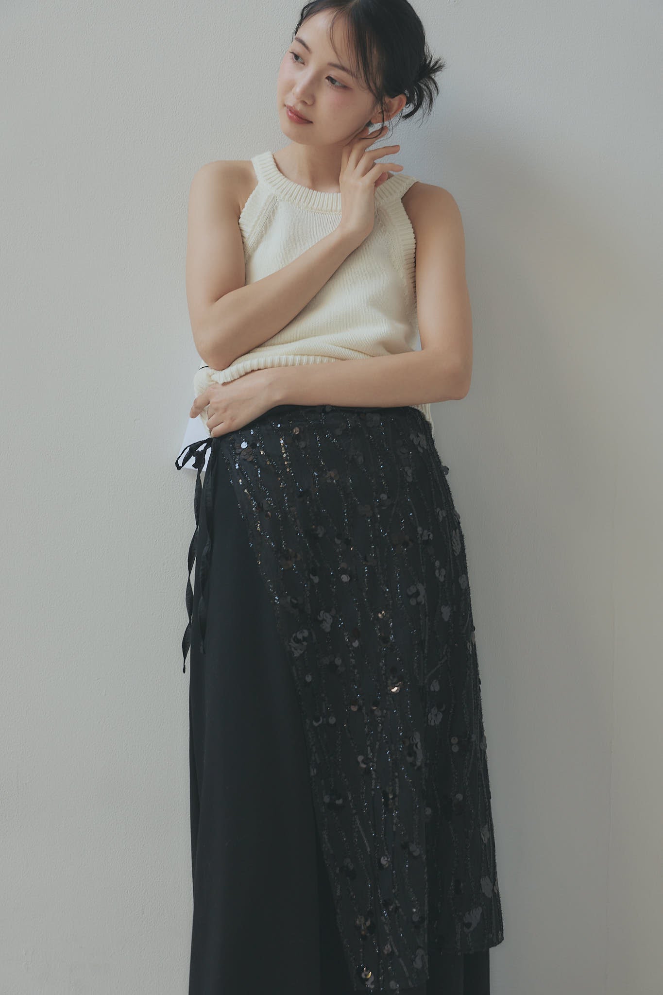 spangle layered sweat skirt