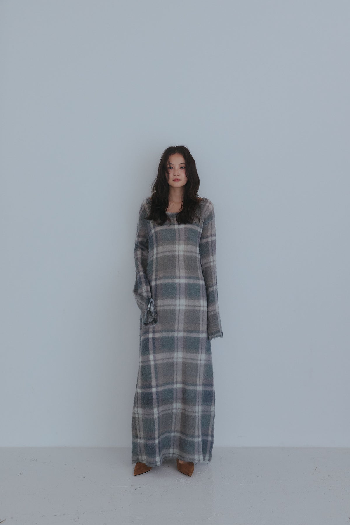 sheer checked one-piece