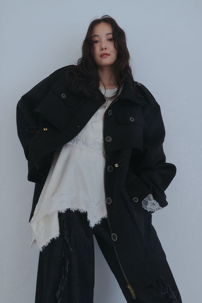 drawstring trench jacket