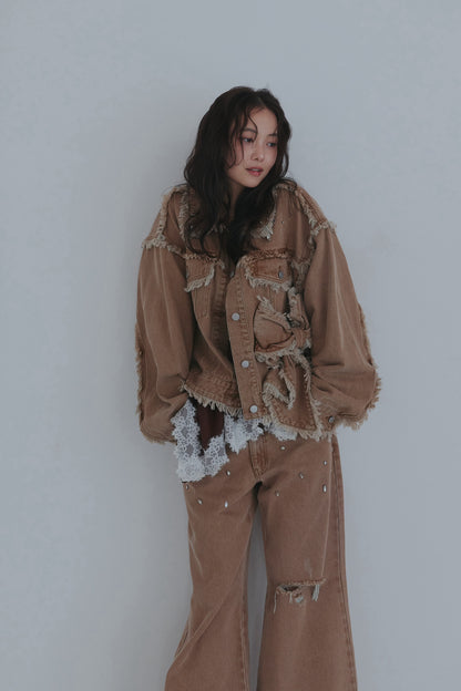 bijou fringe flare denim