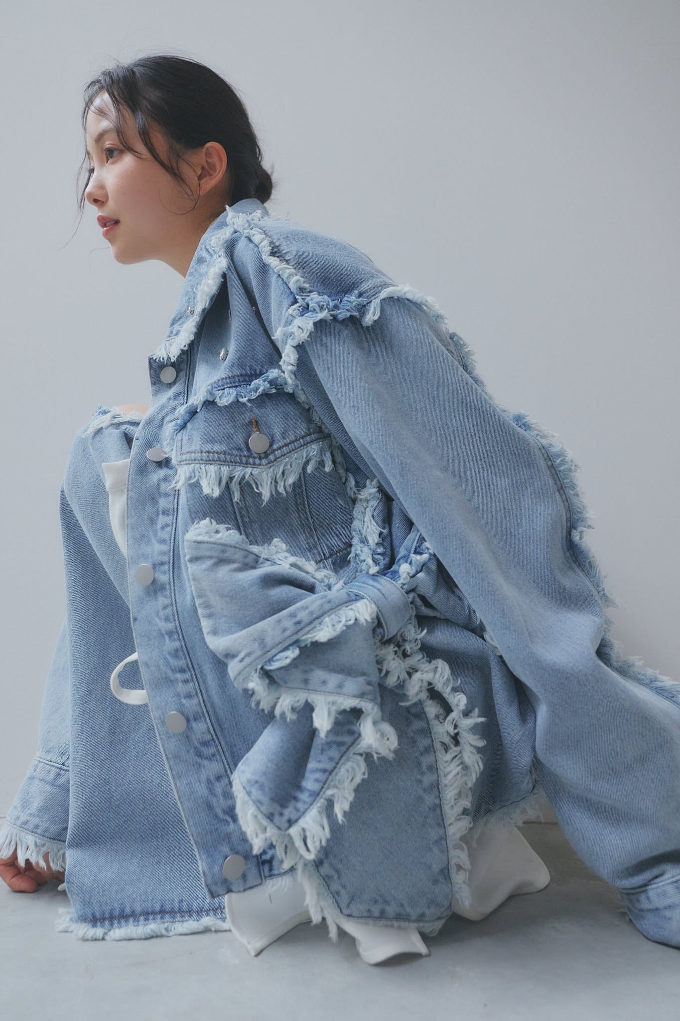 ribbon design denim jacket – andequal