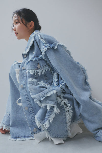 ribbon design denim jacket
