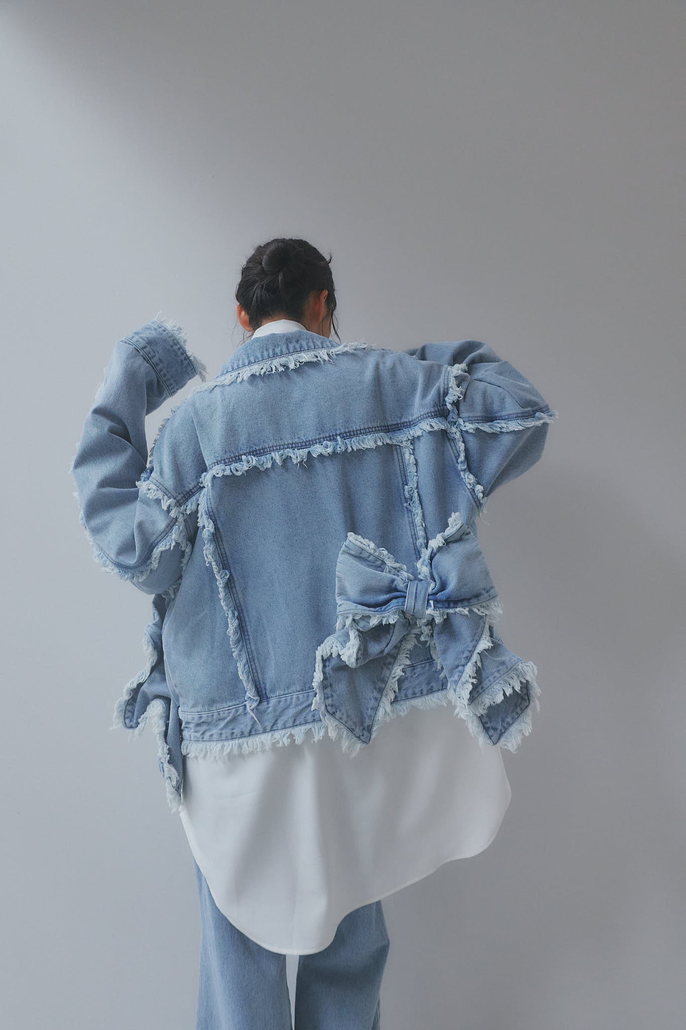 ribbon design denim jacket