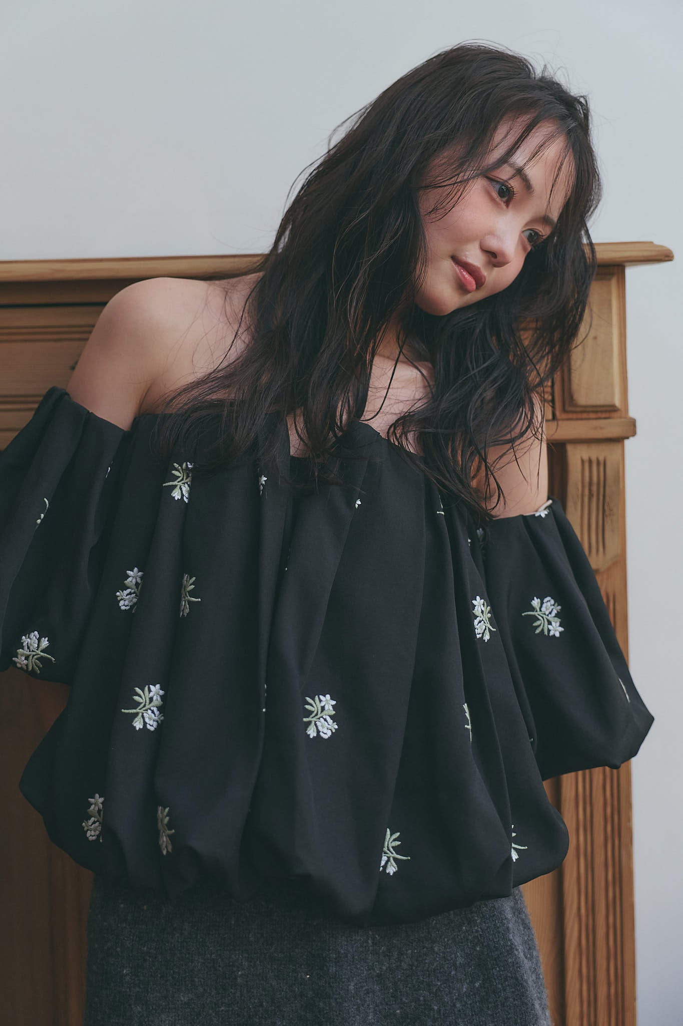 embroidery off shoulder blouse
