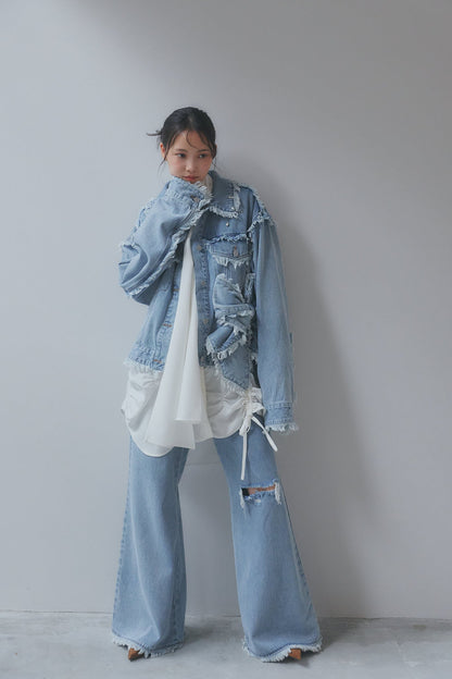ribbon design denim jacket