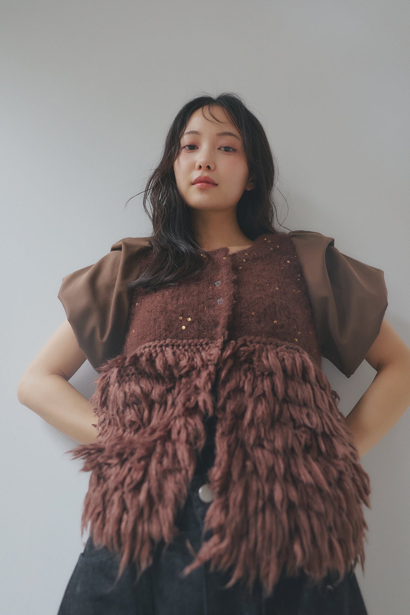 fringe design glitter summer knit