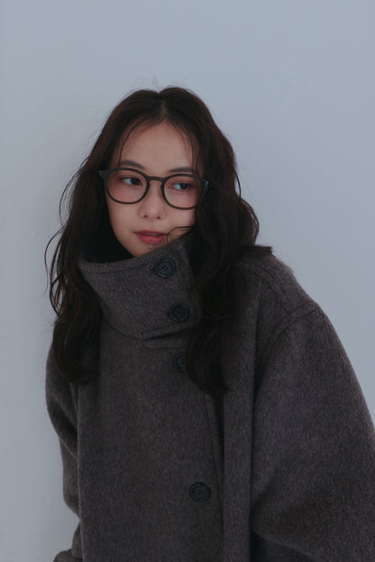 wrap collar wool coat