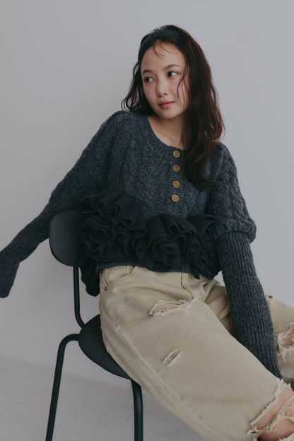 corsage knit cardigan