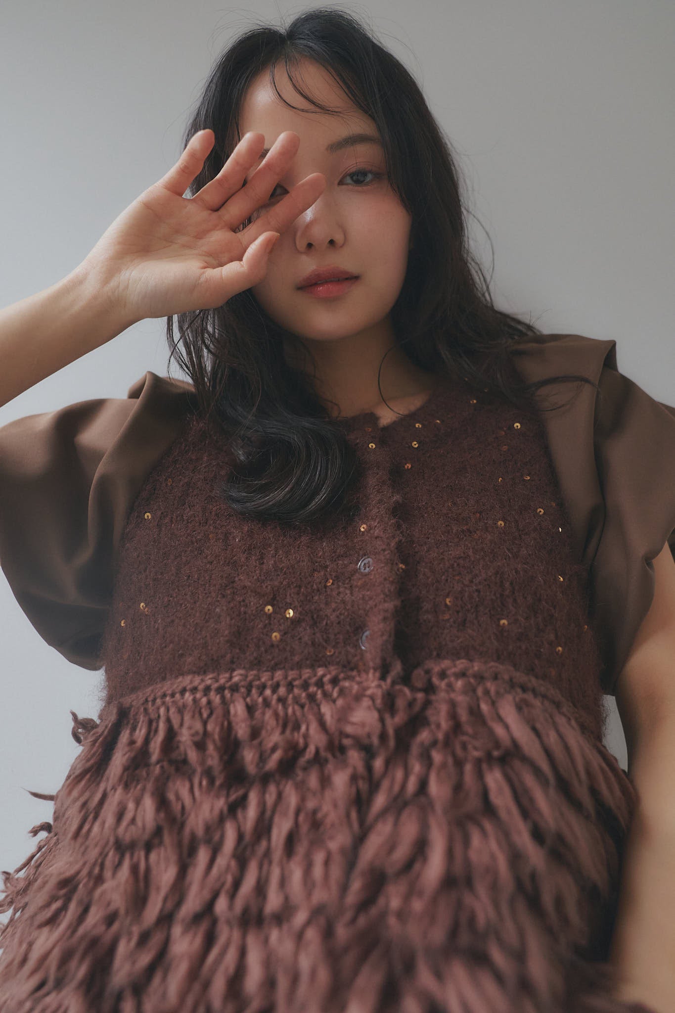 fringe design glitter summer knit