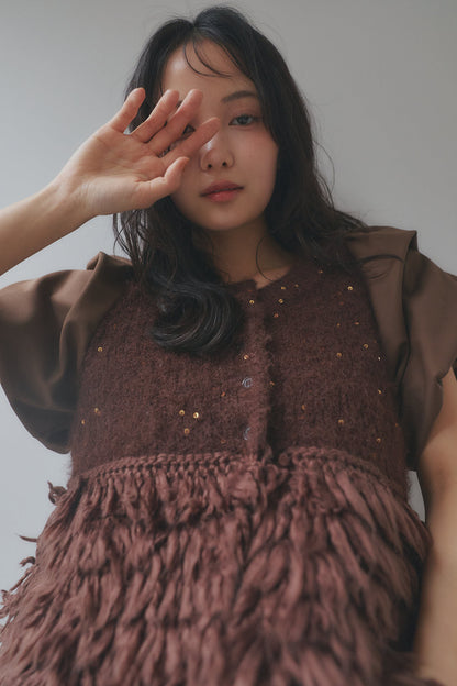 fringe design glitter summer knit