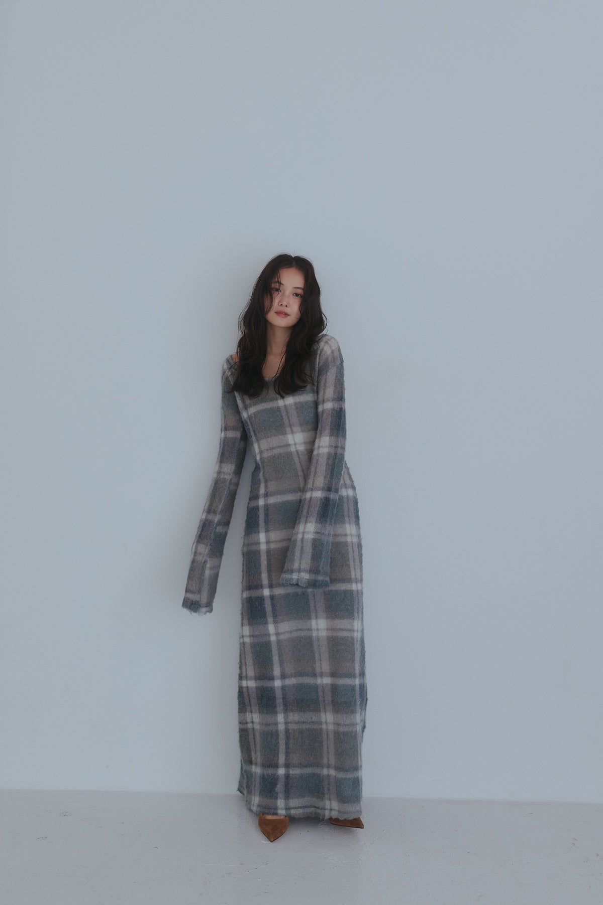 sheer checked one-piece