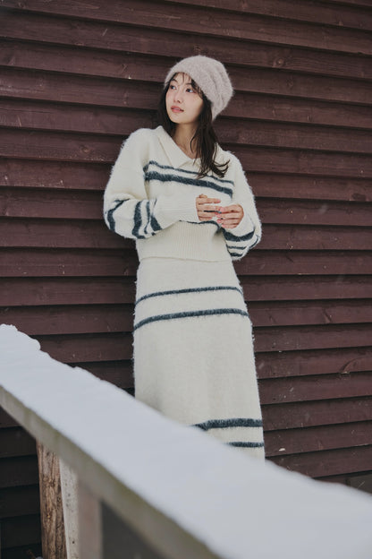 nuance border collar knit