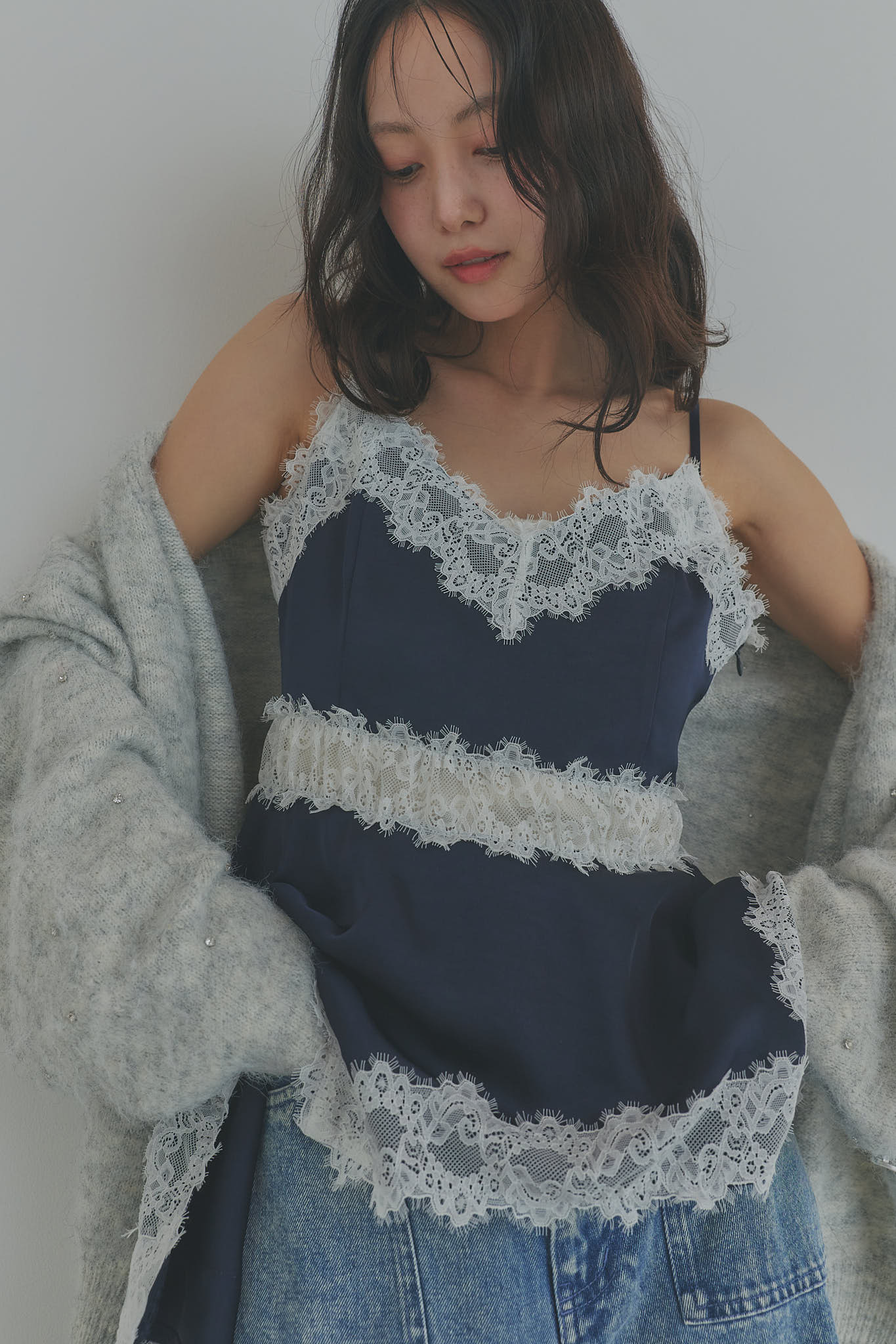 asymmetry lace camisole［6月下旬お届け］