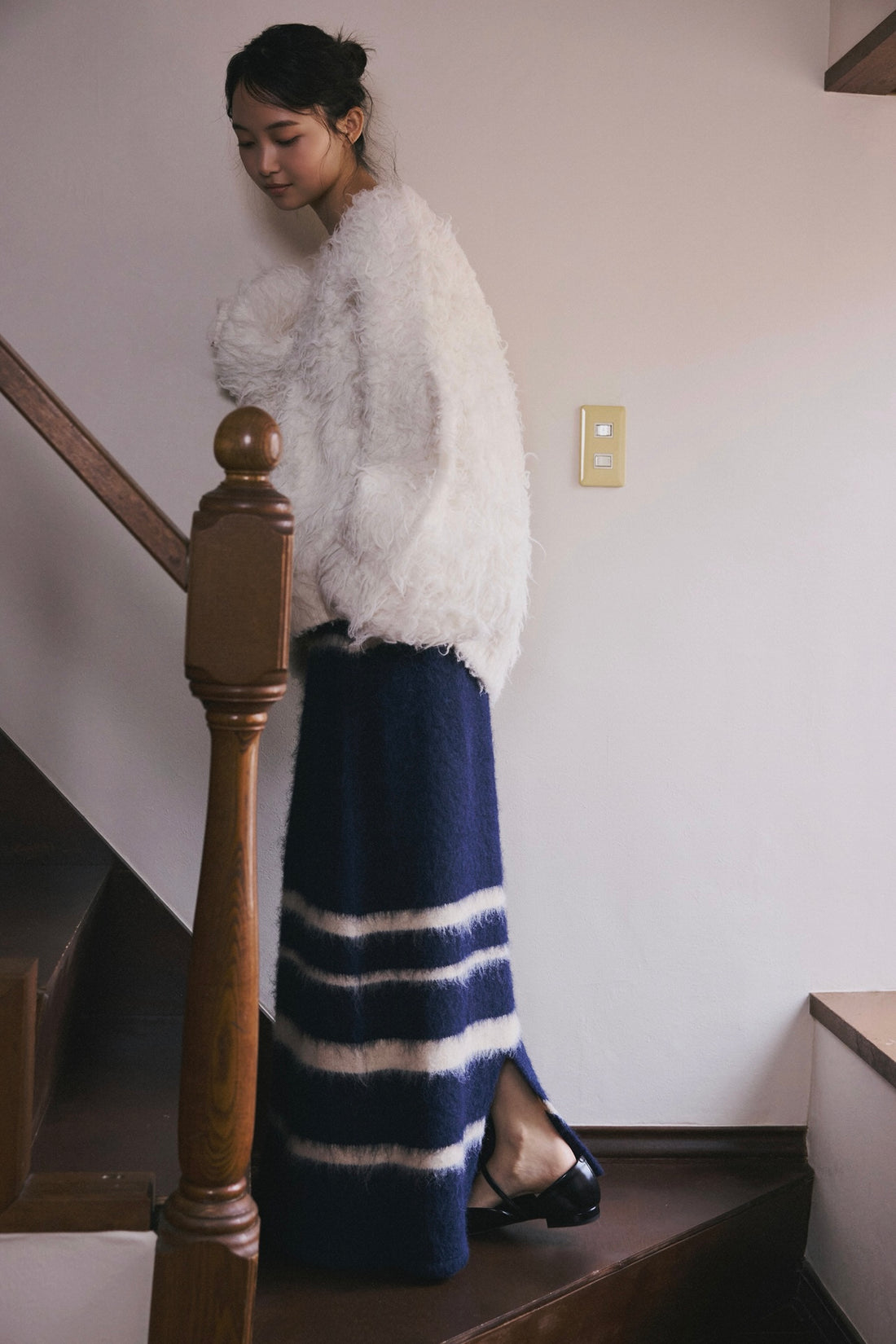 nuance border knit maxi skirt