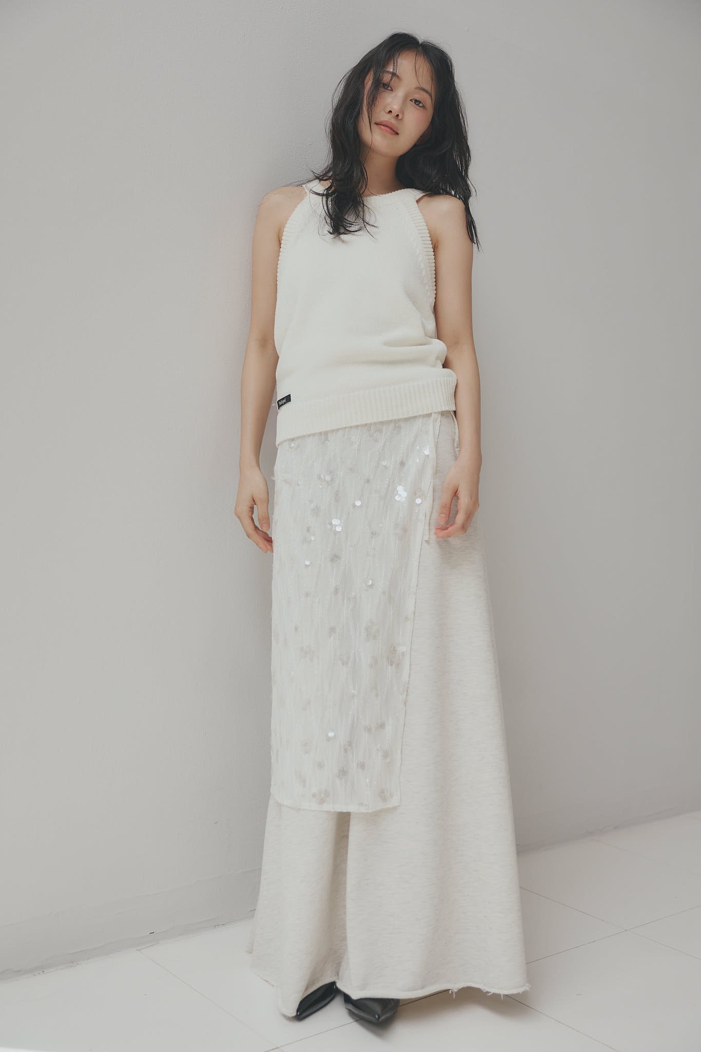 spangle layered sweat skirt