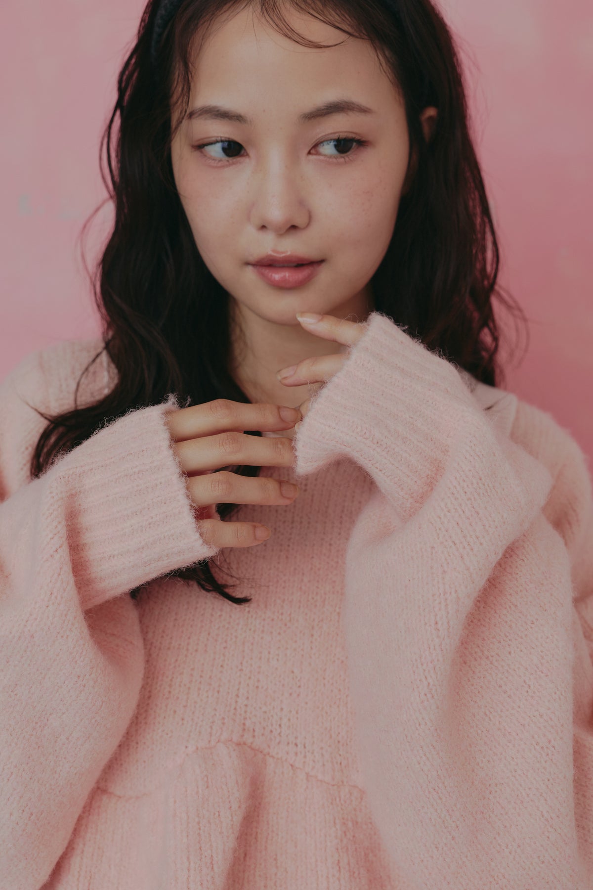 fluffy collar peplum knit