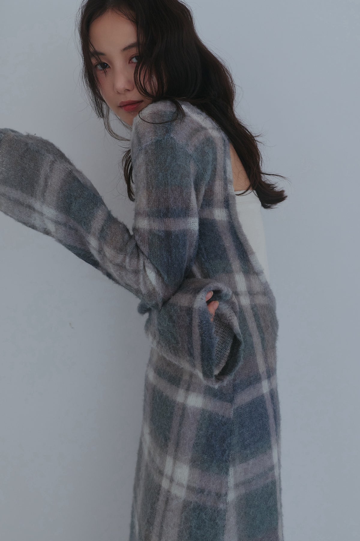 sheer checked one-piece