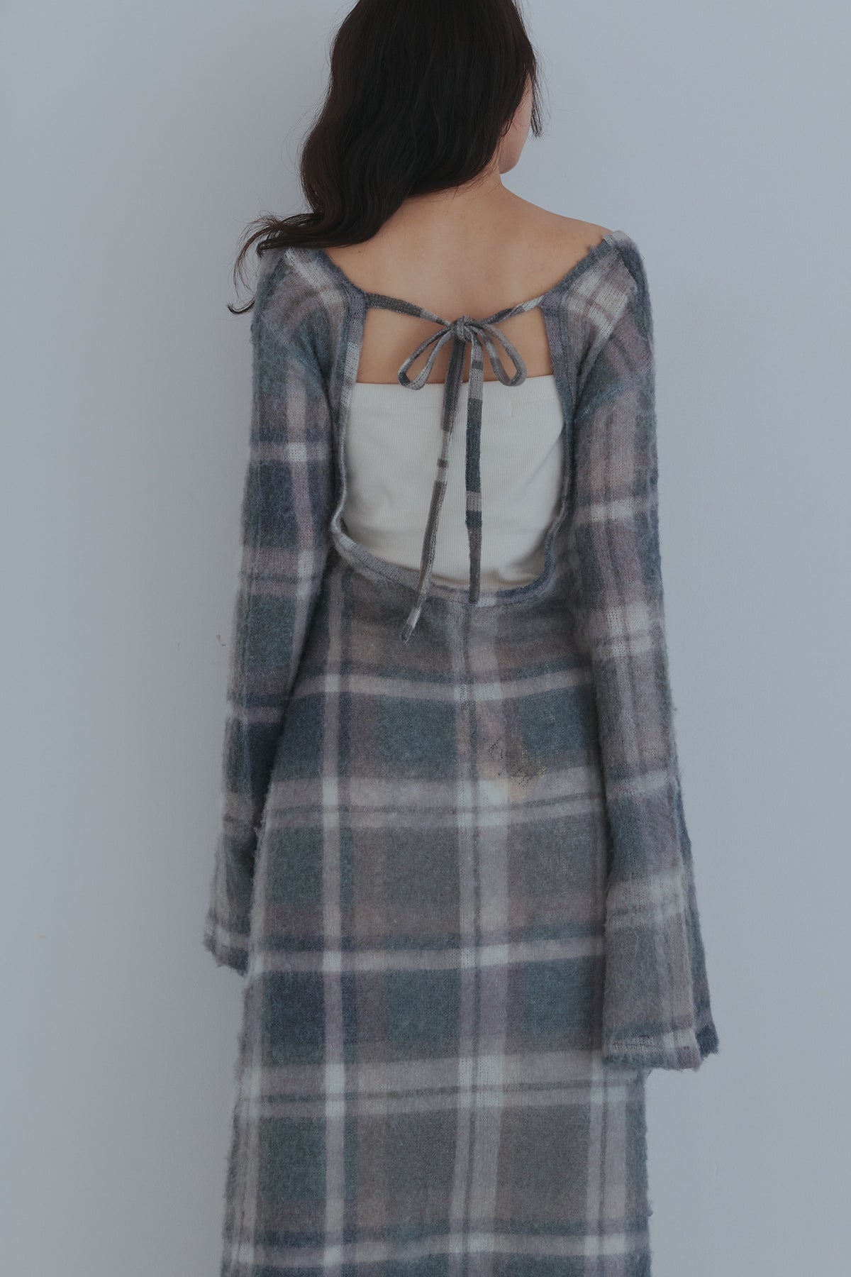 sheer checked one-piece