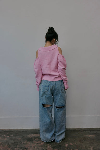 collar design shoulder knit