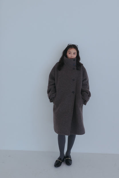 wrap collar wool coat
