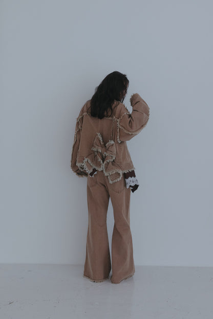 ribbon design denim jacket