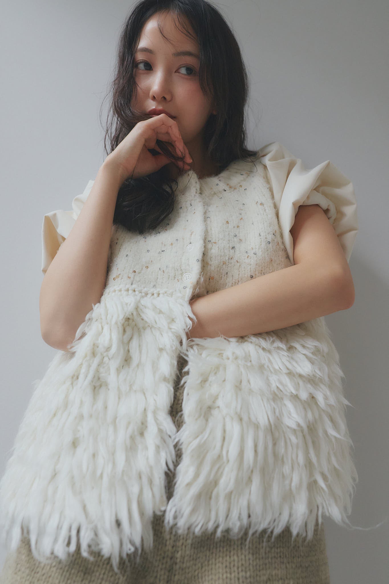 fringe design glitter summer knit