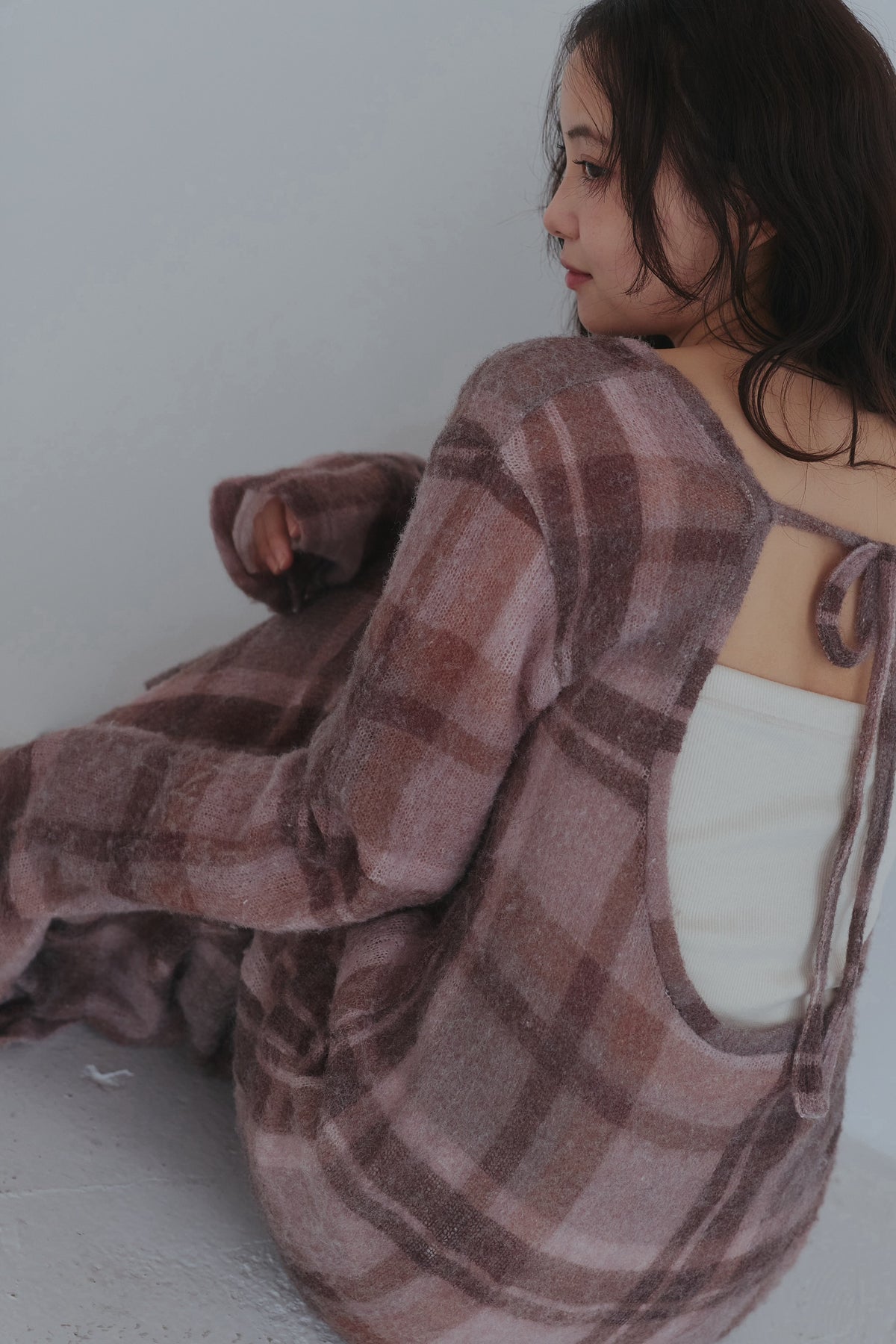 sheer checked one-piece